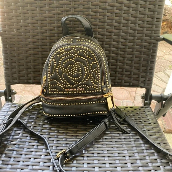Rhea Medium Rose Studded Leather Backpack main image 9